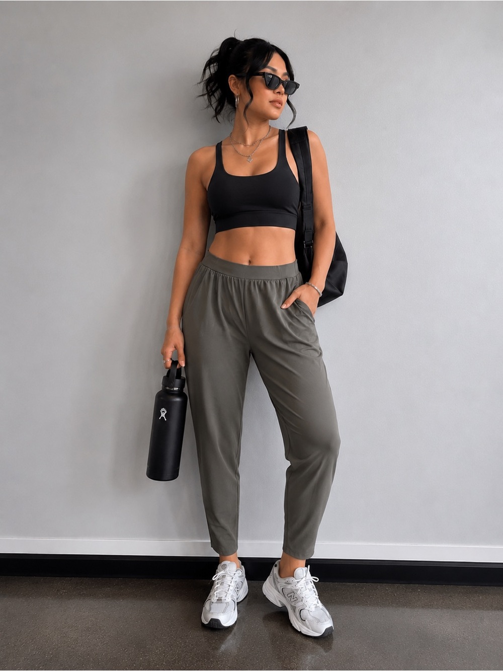 Stylus L Olive Green Pull-On Tapered activewear pants